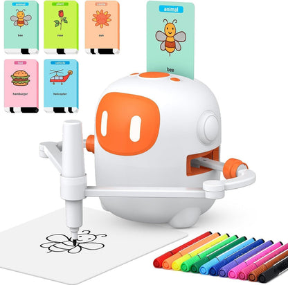 Drawing Robot for Kids – Smart Educational Toy for Boys & Girls with 100 Flash Cards, 2 Pens – STEM Learning Robot for Drawing & Writing | روبوت ذكي تعليمي للأطفال للرسم والكتابة للبنات والأولاد مع 100 بطاقة تعليمية وقلمين