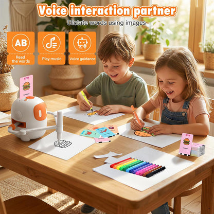 Drawing Robot for Kids – Smart Educational Toy for Boys & Girls with 100 Flash Cards, 2 Pens – STEM Learning Robot for Drawing & Writing | روبوت ذكي تعليمي للأطفال للرسم والكتابة للبنات والأولاد مع 100 بطاقة تعليمية وقلمين